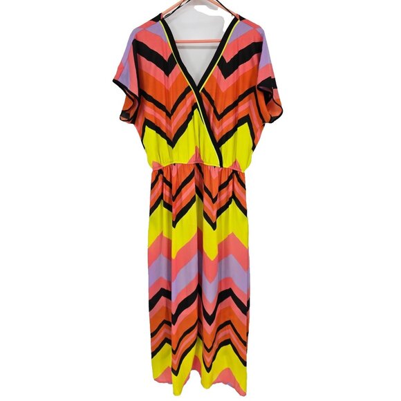 Gibson Latimer Size Large Maxi Dress Vibrant Fun Art to Wear Beachy - Picture 1 of 4